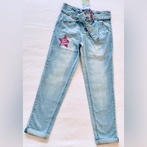 VIGOSS Georgia Girlfriend Super Stretch Light Blue Jeans w Denim Belt Tie